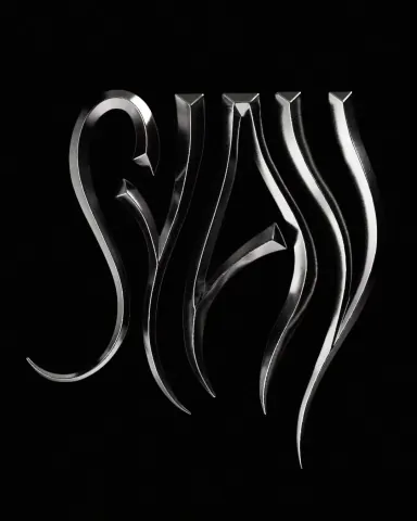 Stylized Metallic Typography